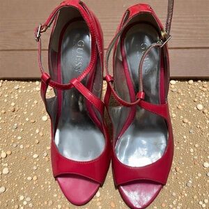 Guess Women's Vibrant Red Strappy Heels